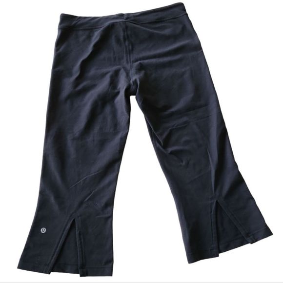 LULULEMON Discontinued Black Boogie Crop Yoga Leggings with Split Calf Size 10 - Picture 3 of 7
